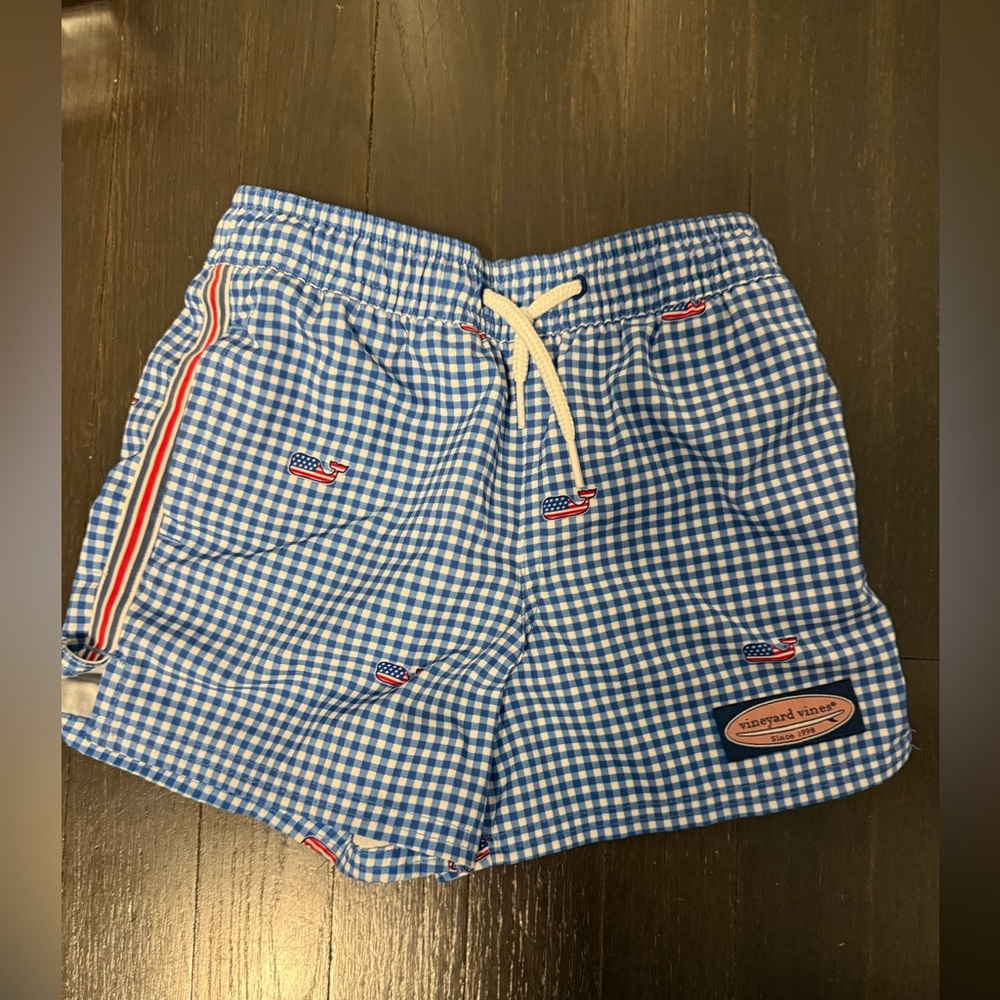 Vineyard Vines Blue Gingham Swim Trunks
